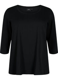 Basic katoenen t-shirt met 3/4 mouwen, Black