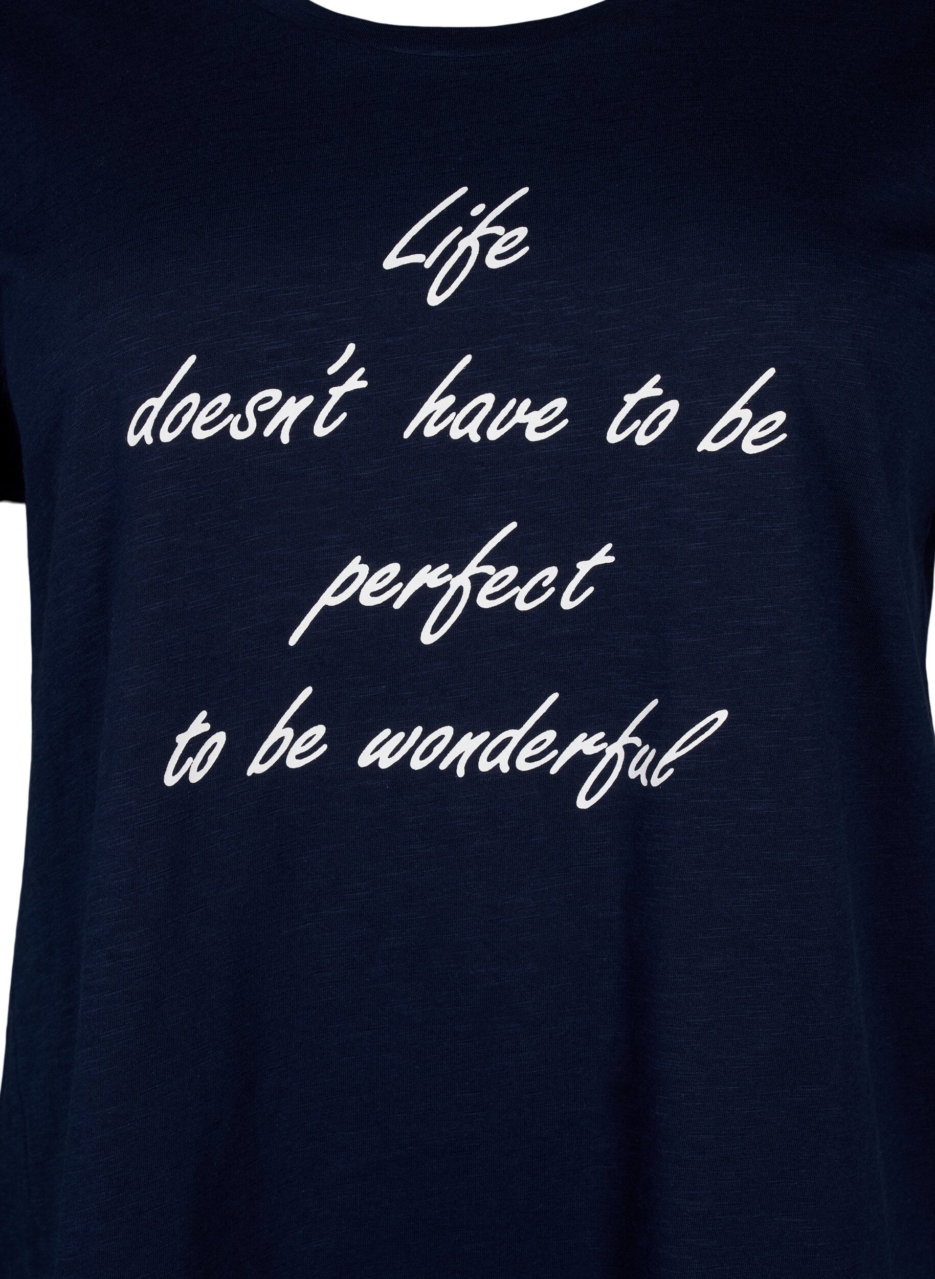 Zizzi Bedrukt T-shirt van biologisch katoen, N.Sky w. White Print, Packshot image number 2