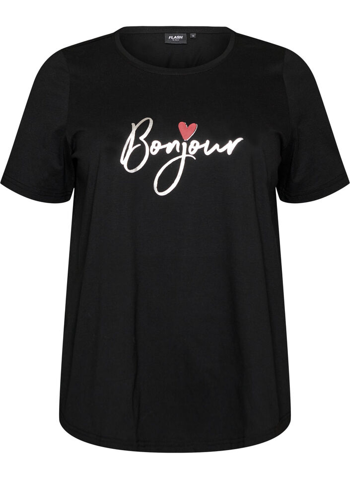 T-shirt met motief, Zwart, Packshot image number 0