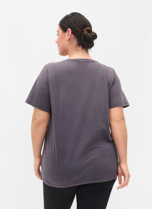 Katoenen t-shirt met acid wash en steentjes, Dark Grey Wash, Model image number 1