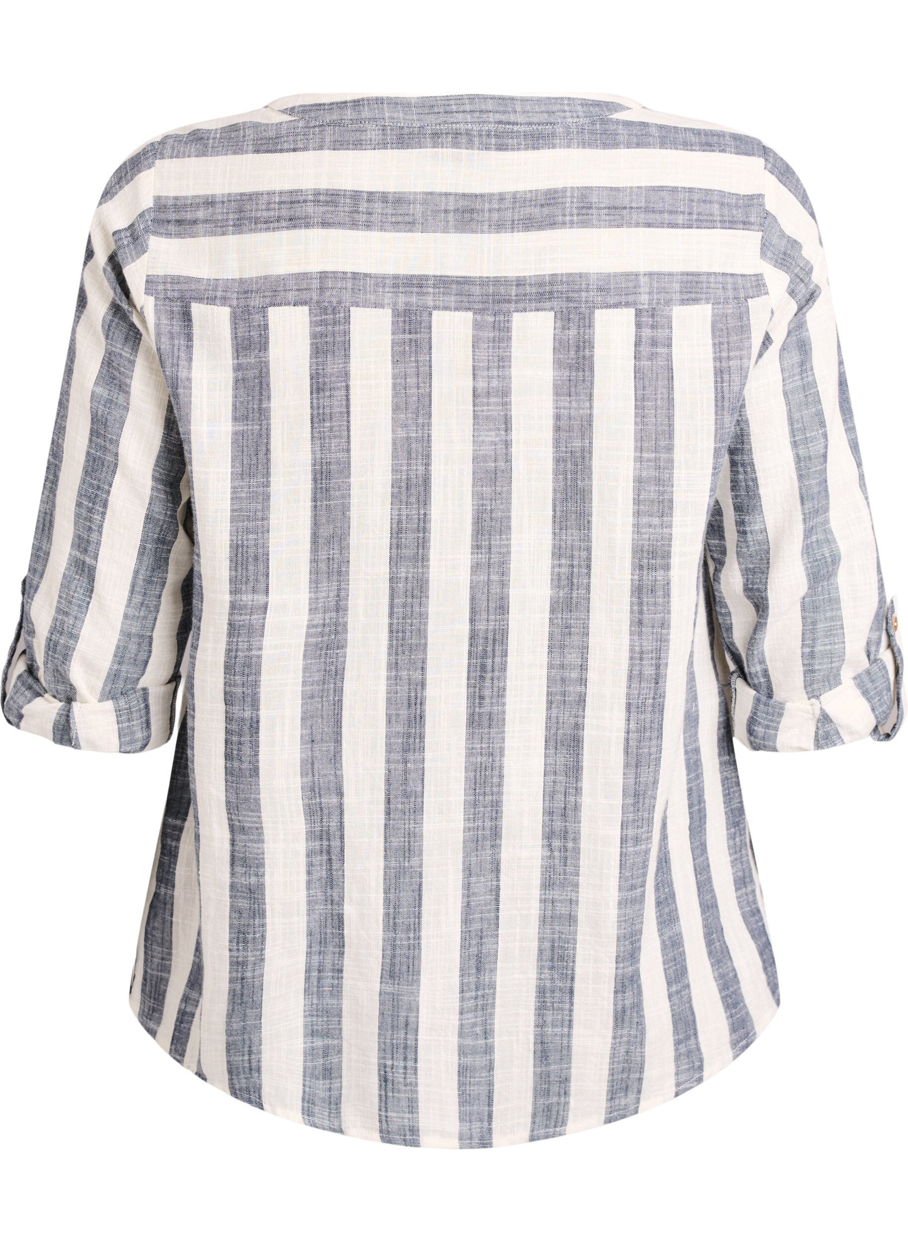 Zizzi Katoenen blouse met V-hals, Blauw, Packshot image number 1