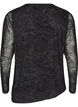 Mesh blouse met paisleyprint en asymmetrische zoom, Zwart, Packshot image number 1