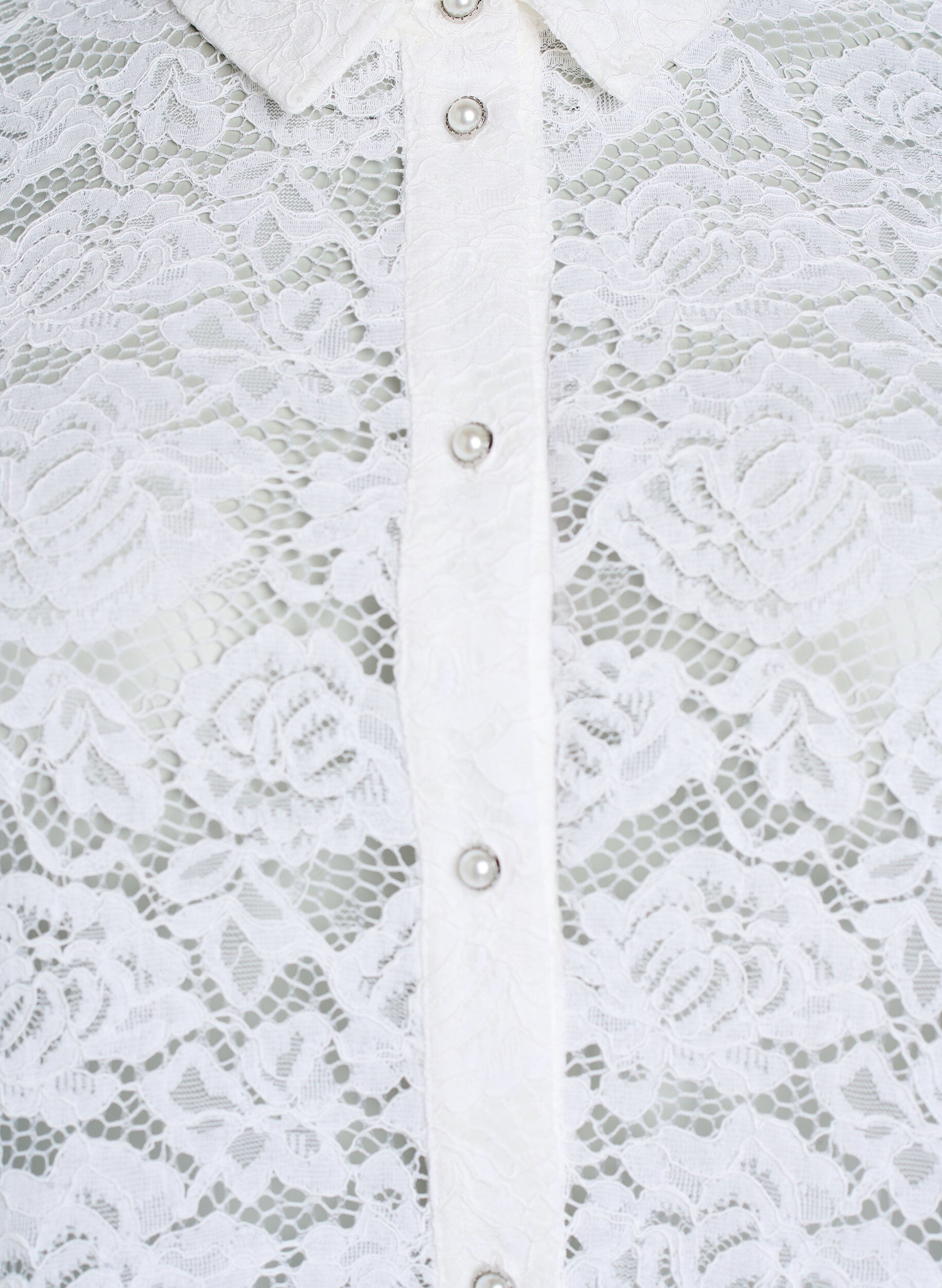 ZizziKanten shirt blouse met parelknopen, Wit, Packshot image number 2