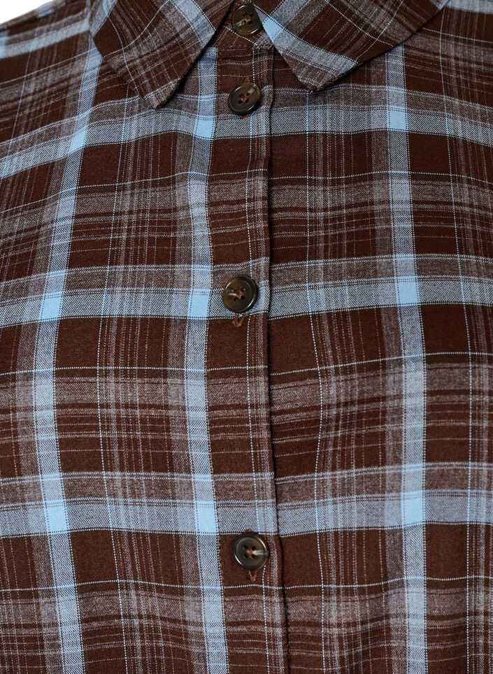 Knie-lange overhemdjurk met ruitpatroon, Bruin, Packshot image number 2