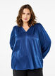Blouse met lange mouwen, ruches en V-hals, Estate Blue, Model image number 0