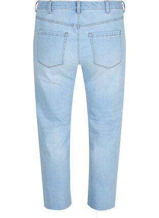 7/8 jeans met ruwe randjes en hoge taille, Super L.Blue Denim, Packshot image number 1