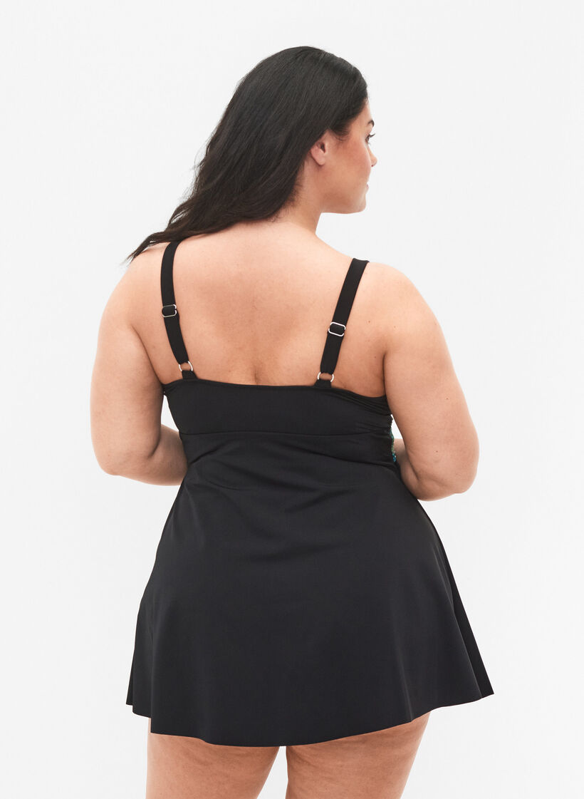 Badpak met losse rok, Black Blue Leaf, Model image number 1