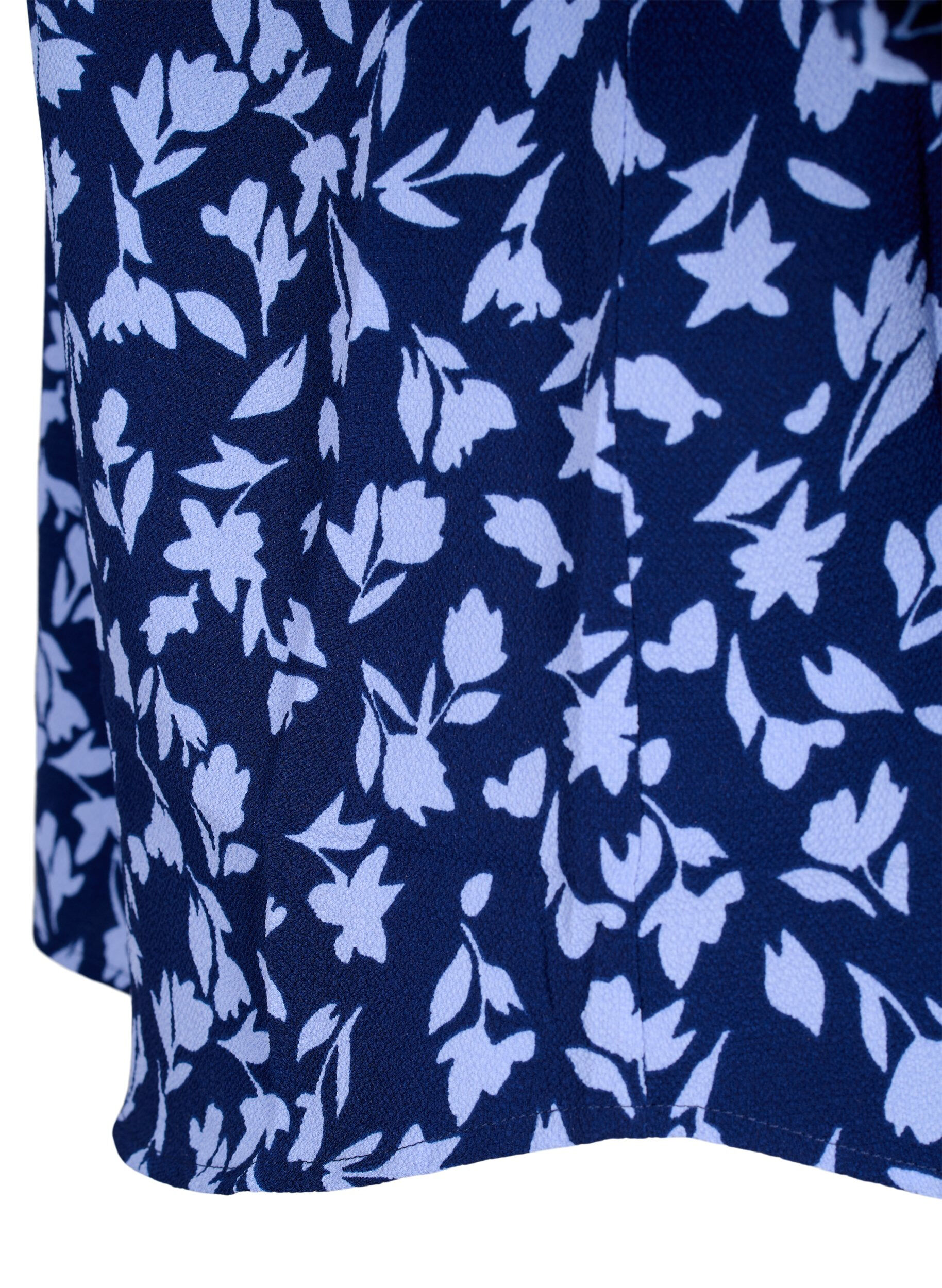 Zizzi Gebloemde blouse met 3/4 mouwen, M. Blue Flower AOP, Packshot image number 3