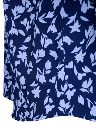 Gebloemde blouse met 3/4 mouwen, M. Blue Flower AOP, Packshot image number 3