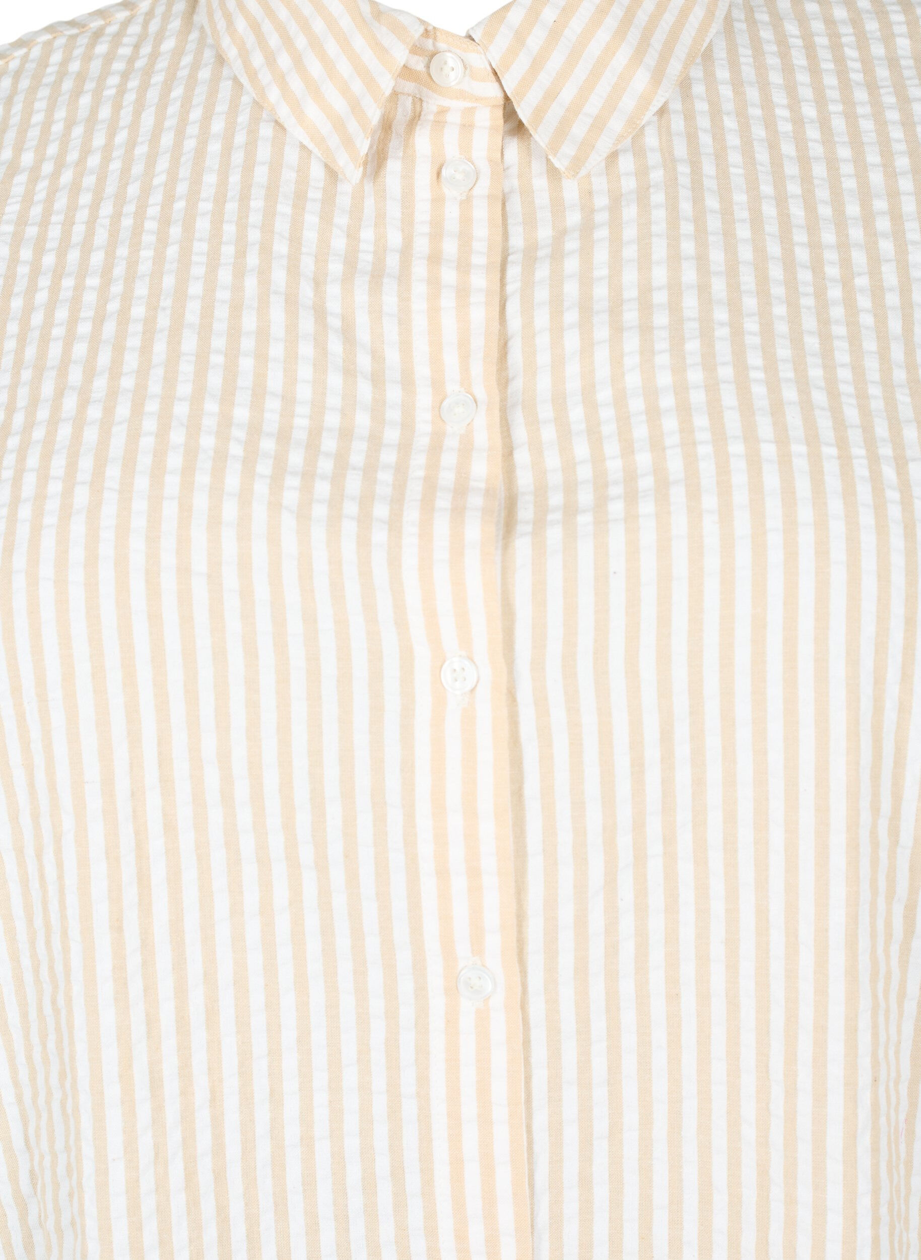 Zizzi Lang gestreept katoenen overhemd, White/Natrual Stripe, Packshot image number 2