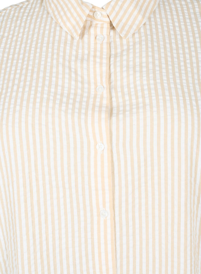 Lang gestreept katoenen overhemd, White/Natrual Stripe, Packshot image number 2
