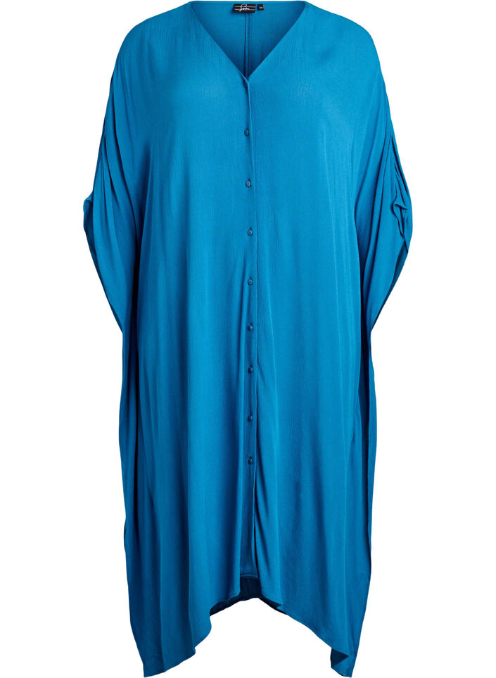 Kaftan strandjurk met knopen, Blauw, Packshot image number 0