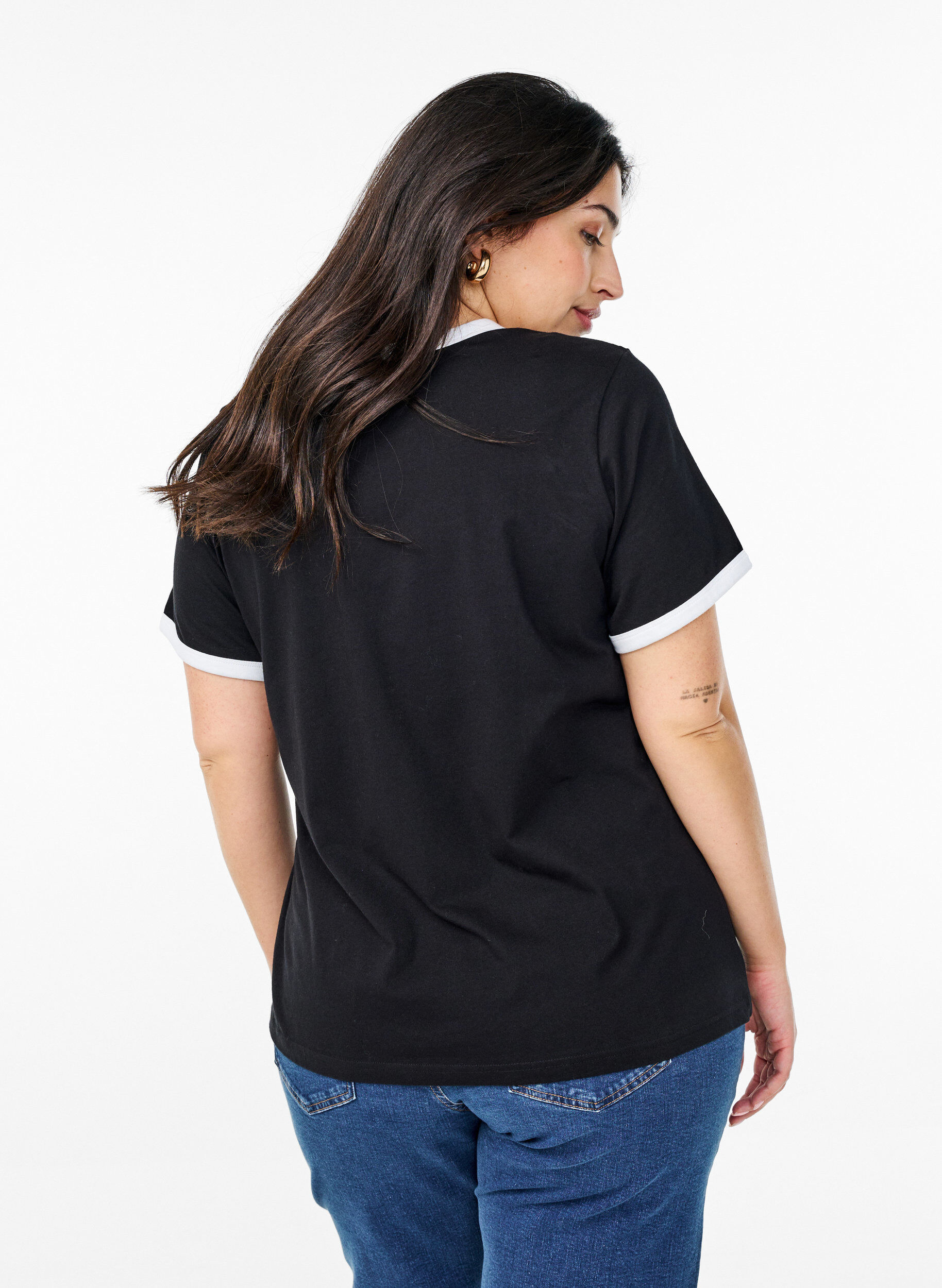 Zizzi T-shirt met tekstprint, Black w.An. Wh.Paris, Model image number 1