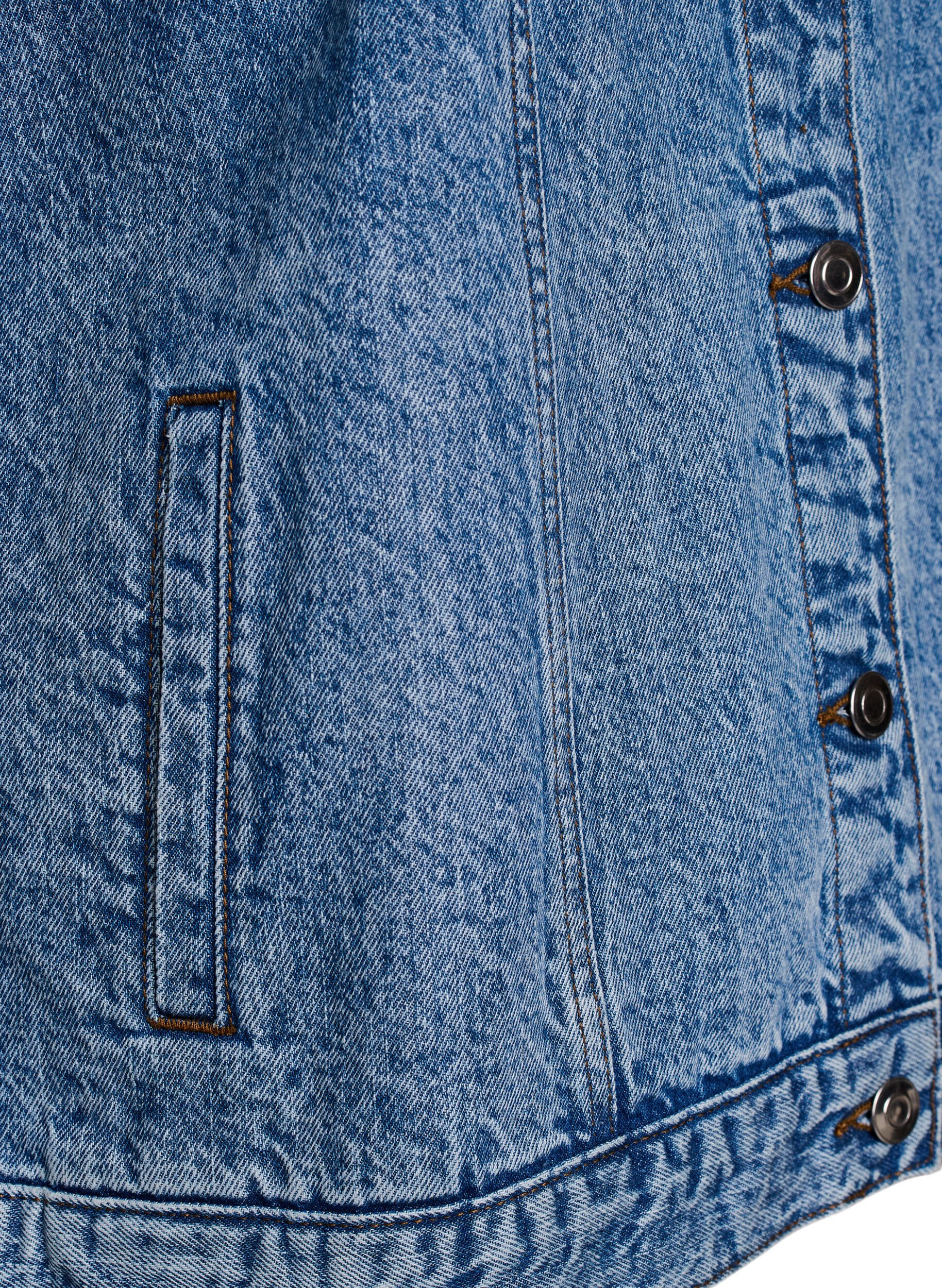 Zizzi Denimjack met afneembare mouwen, Blauw, Packshot image number 3