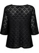 Crochet Blouse met 3/4 mouw, Black, Packshot image number 1