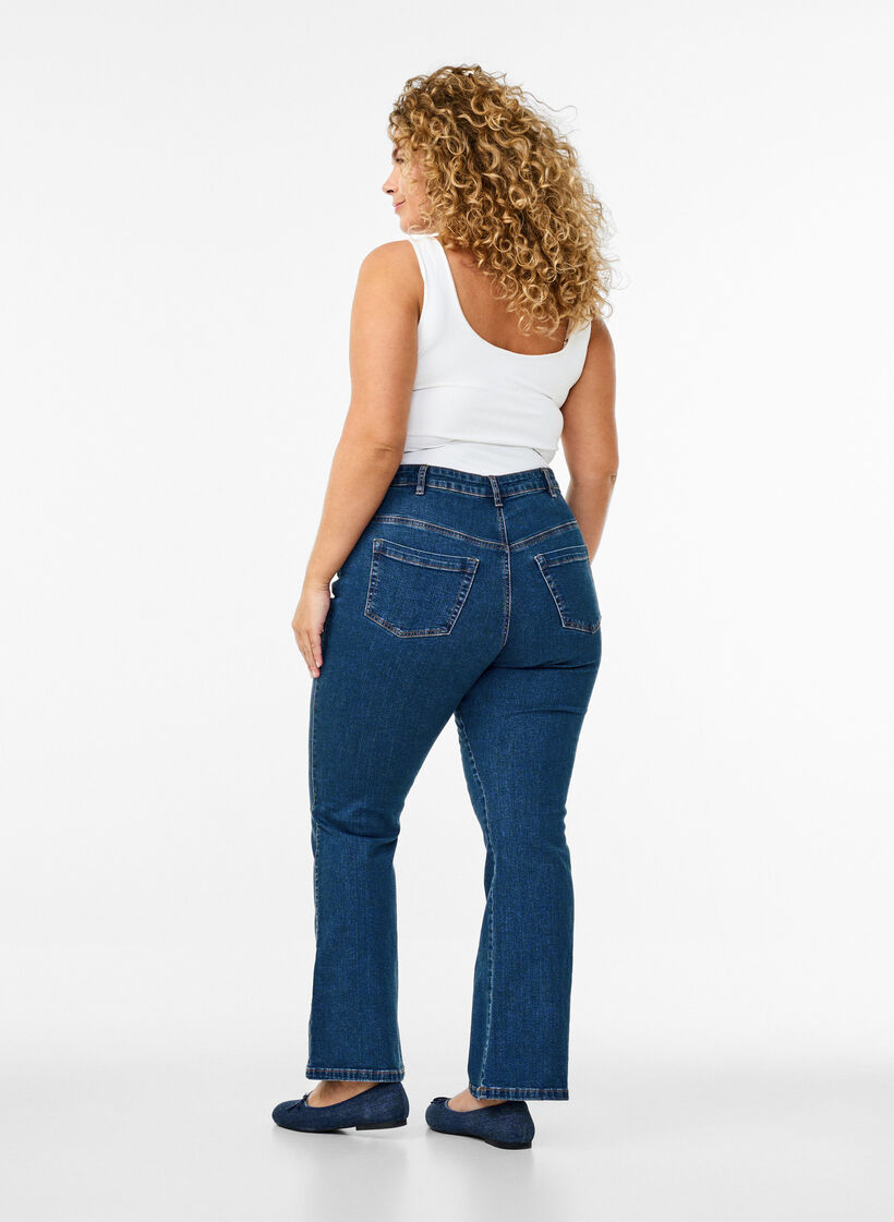 Ellen bootcut jeans met hoge taille, Blauw, Model image number 1