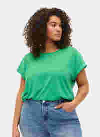 T-shirt met korte mouwen van katoenmix, Kelly Green, Model