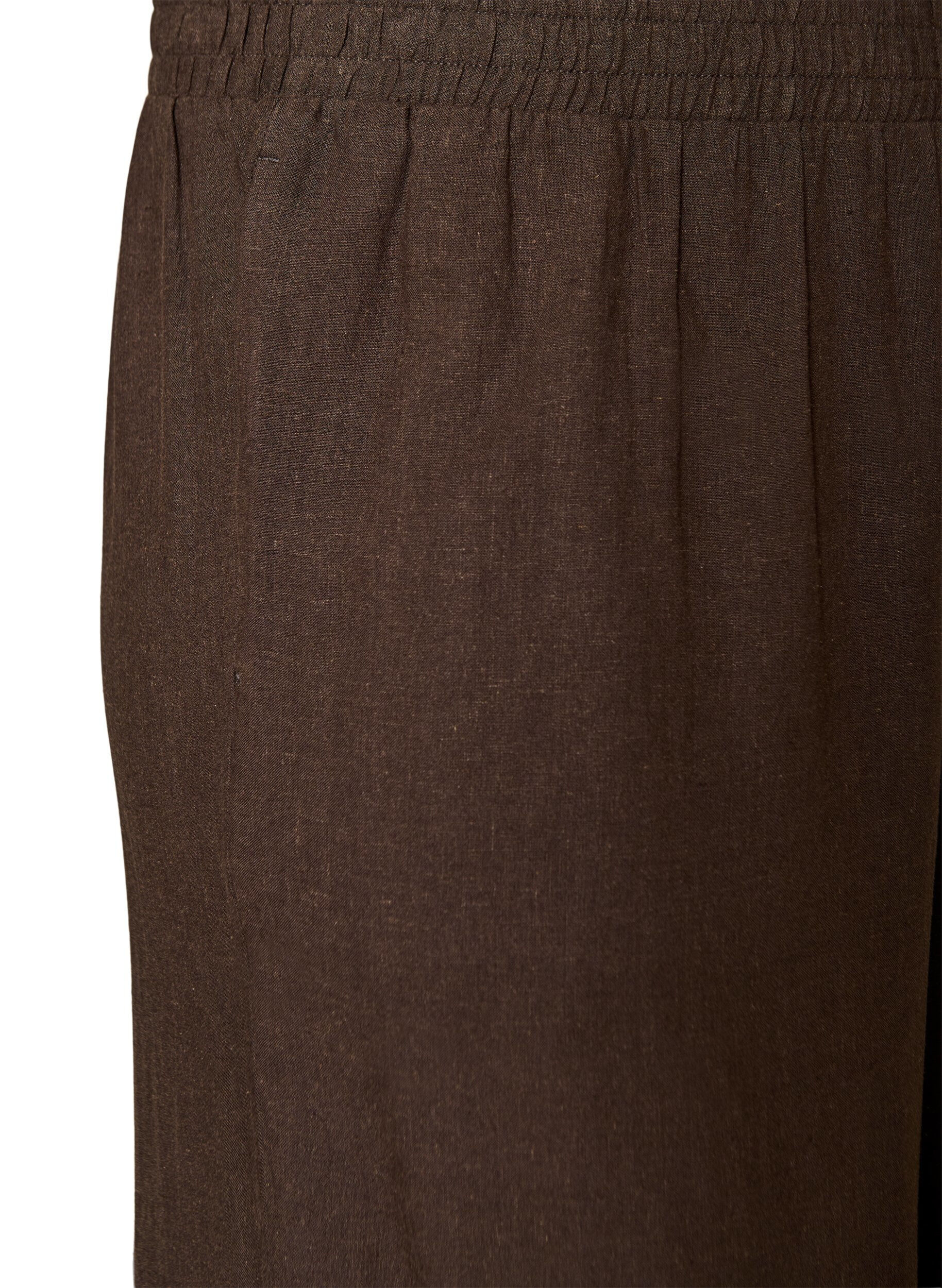 ZizziWijde linnen en viscose broek, Bruin, Packshot image number 2