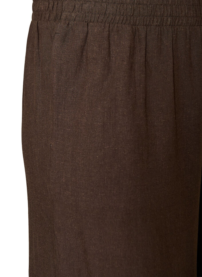 Wijde linnen en viscose broek, Bruin, Packshot image number 2