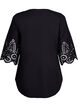 Shirt blouse met broderie anglaise en 3/4-mouwen, Black, Packshot image number 1