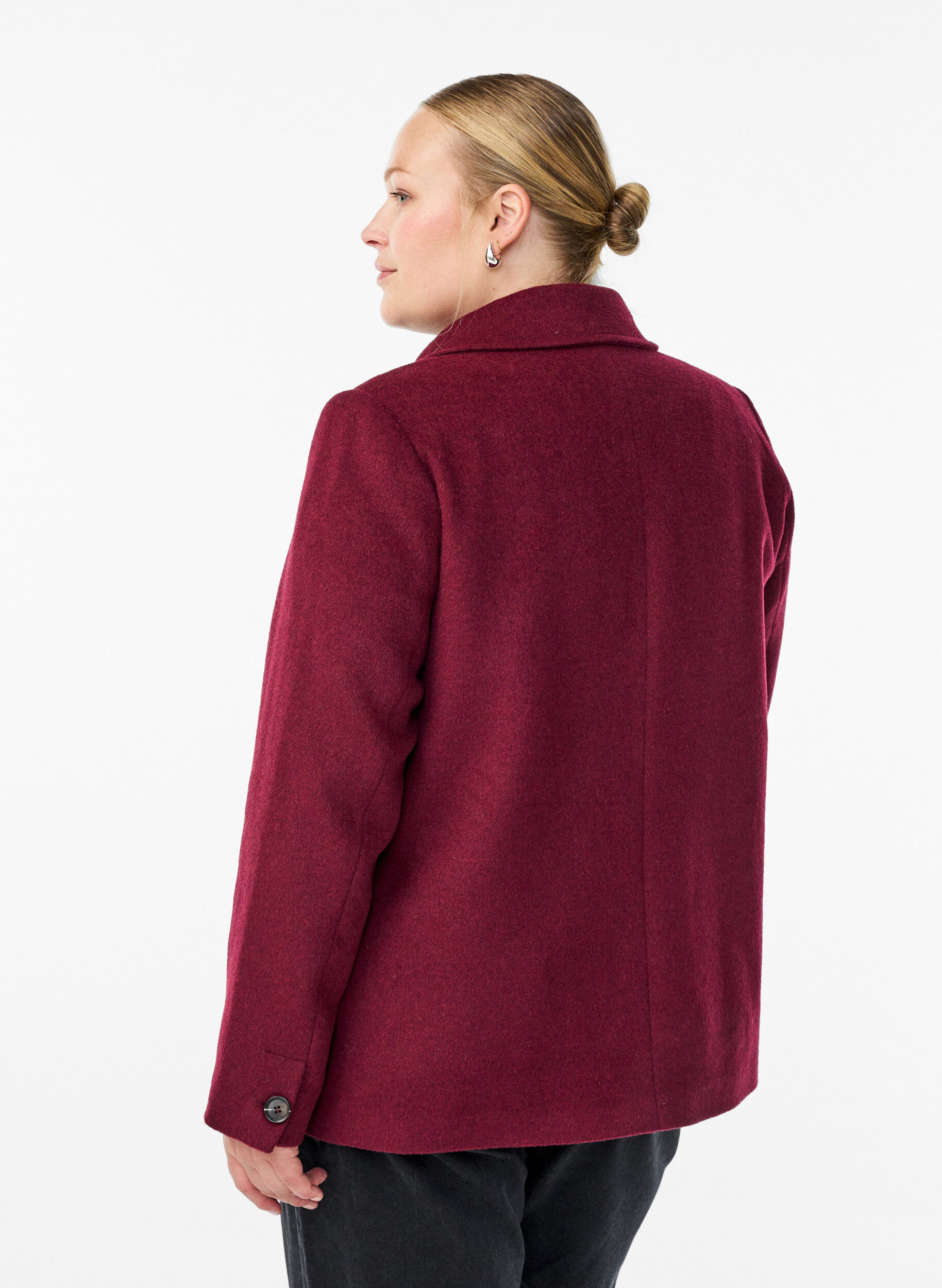 Zizzi Blazer met een double-breasted sluiting en klassieke revers, Rood, Model image number 2