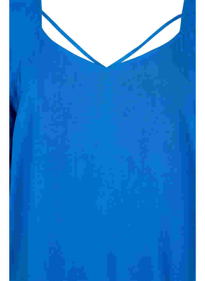 Viscose blouse met korte mouwen en touwtjes detail, Classic Blue, Packshot image number 2