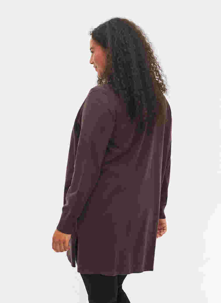 Gebreid vest met split en rib, Black Coffee, Model image number 1