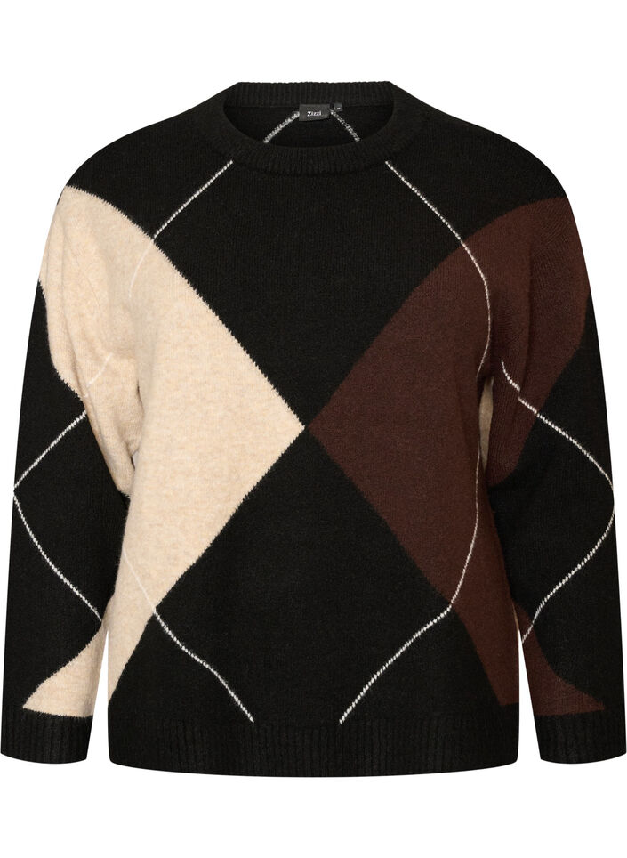 Breisel met harlekijnpatroon, Zwart, Packshot image number 0