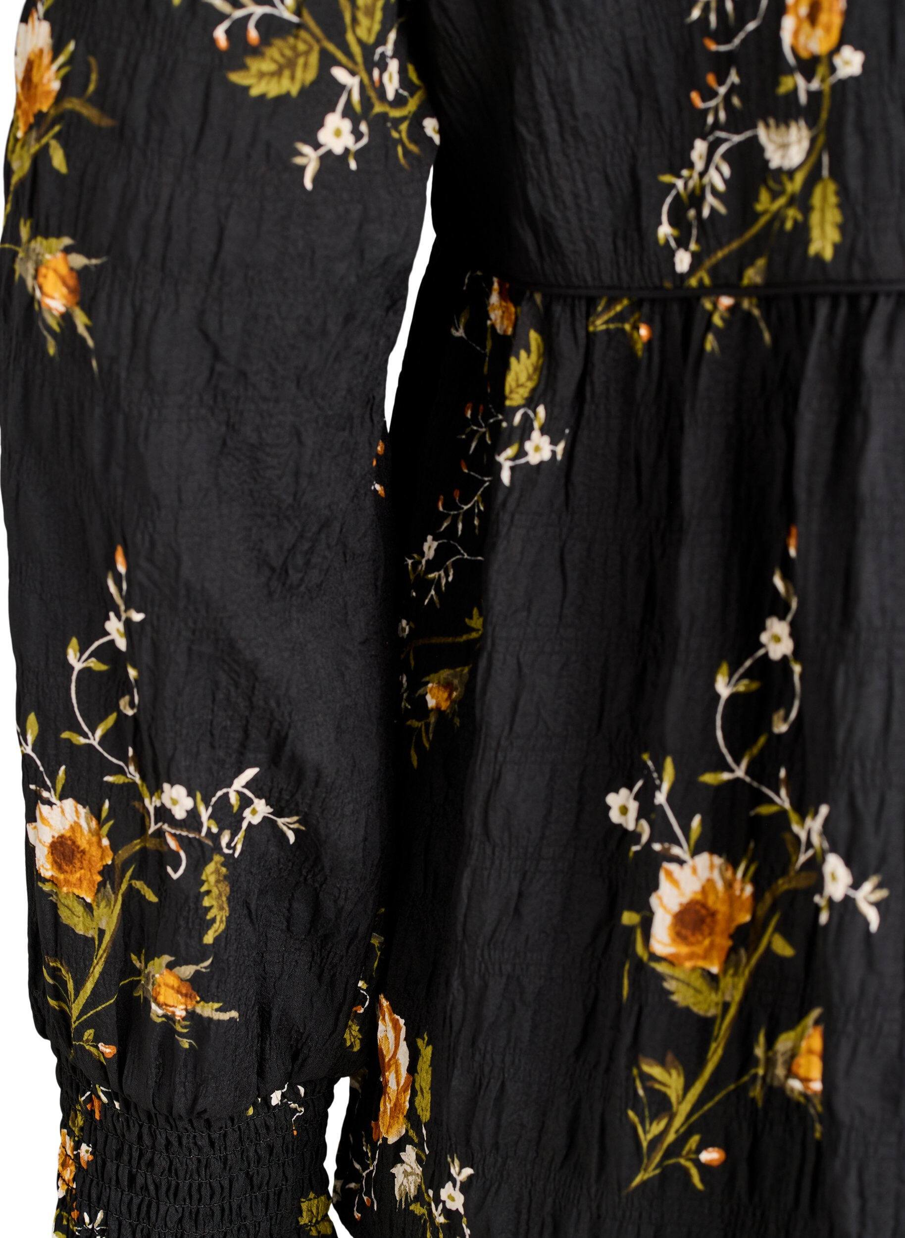 Zizzi Blouse met lange mouwen en bloemenprint, Zwart, Packshot image number 3