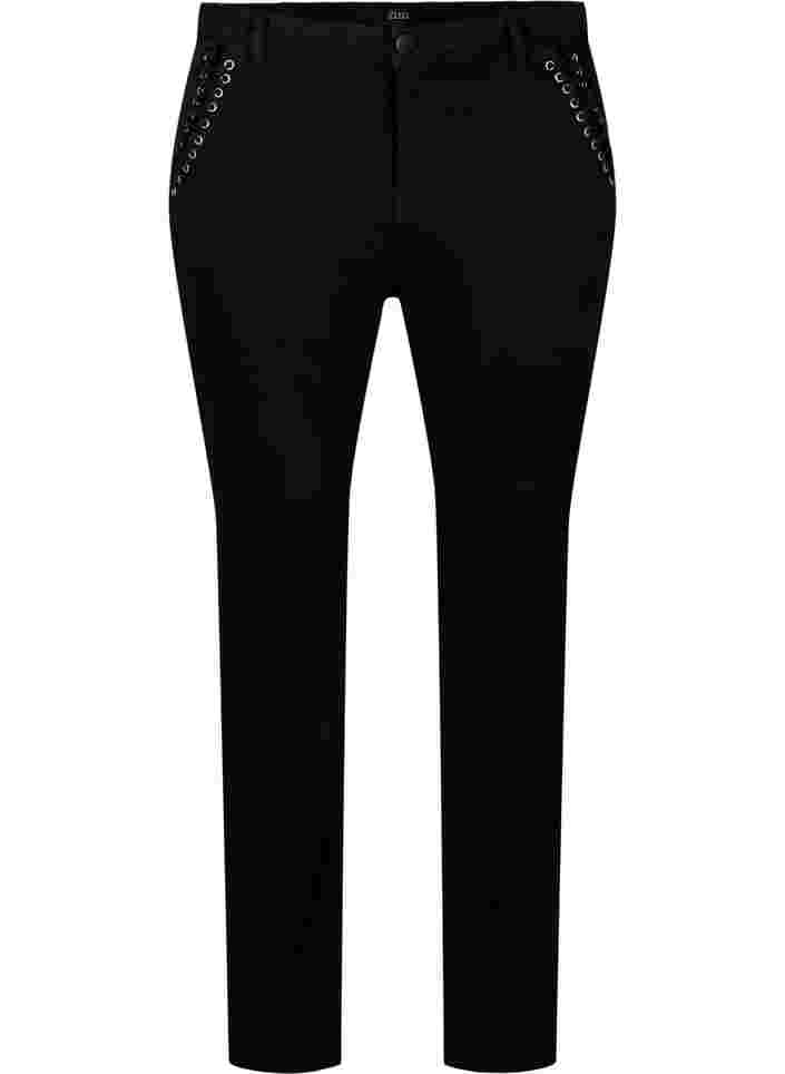Super slanke Amy jeans met stud detail, Black