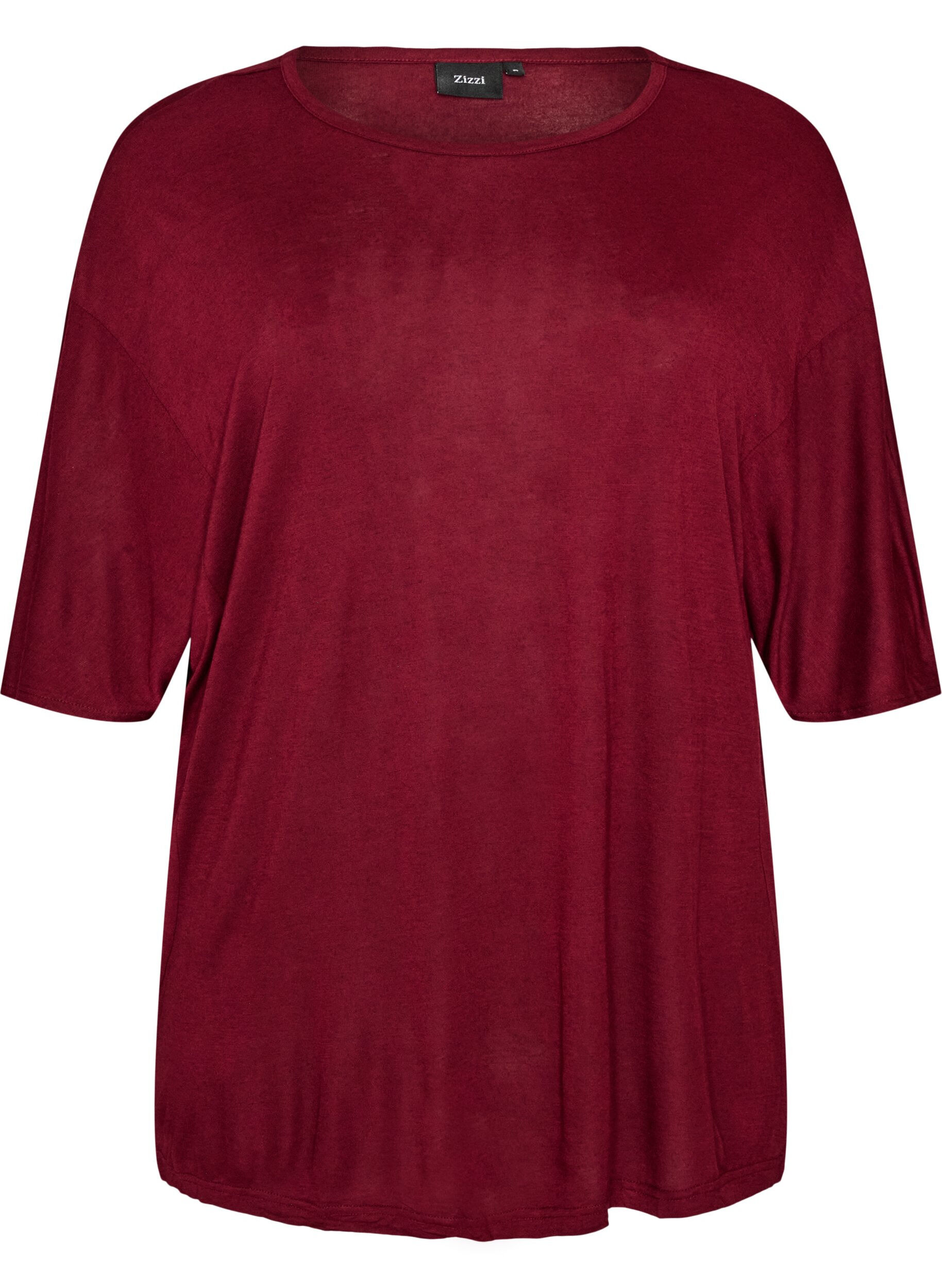 ZizziLosse pasvorm T-shirt in viscose jersey, Rood, Packshot image number 0