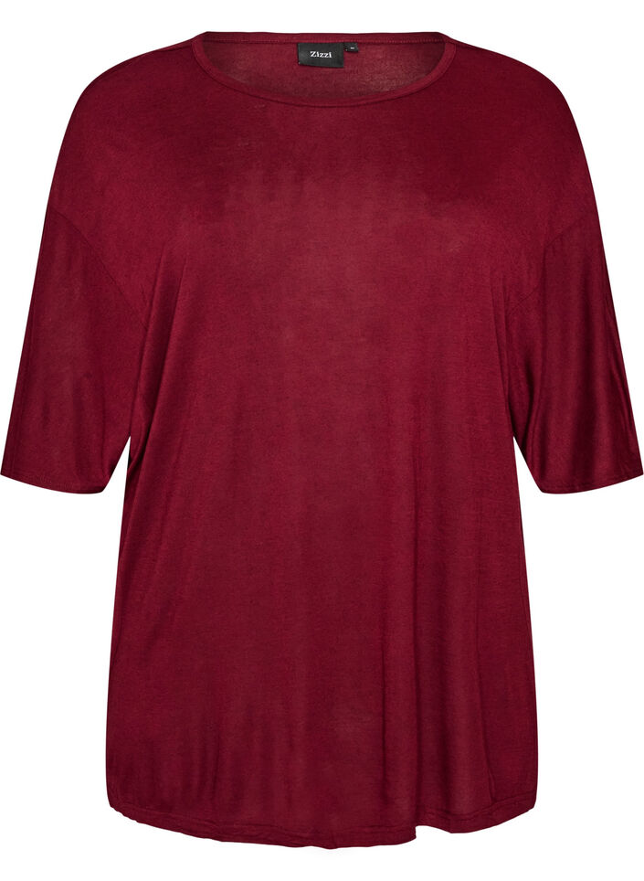 Losse pasvorm T-shirt in viscose jersey, Rood, Packshot image number 0