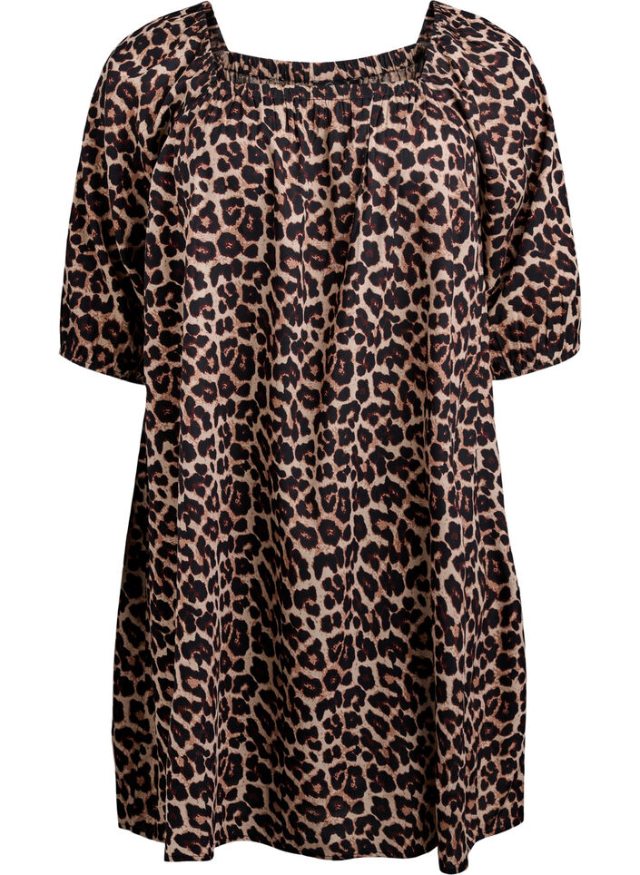 Strandjurk van viscose met print, Beige, Packshot image number 0