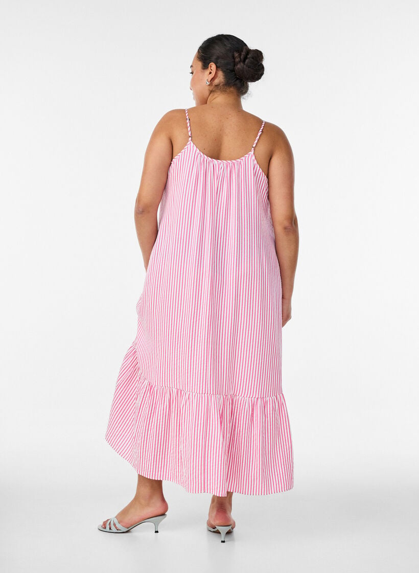Zomerjurk met strepen en A-lijn pasvorm, Roze, Model image number 1