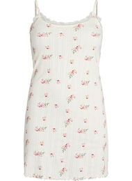 Nachthemd met dunne bandjes en een gestructureerd patroon, Vanille