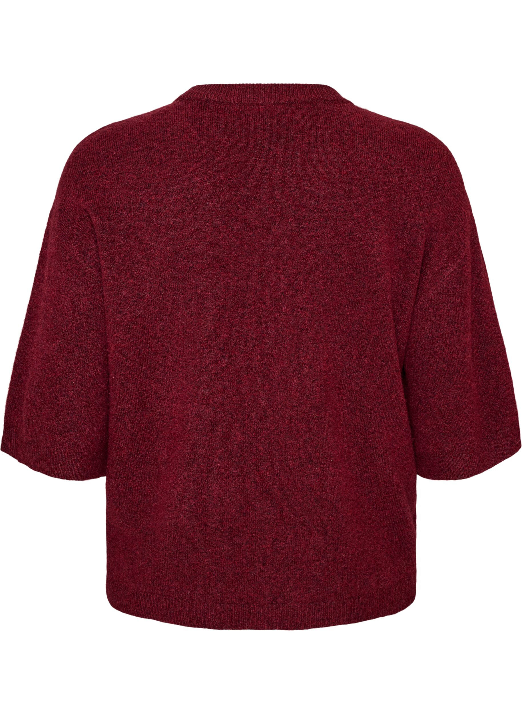 ZizziLos gebreide shirt met korte mouwen, Rood, Packshot image number 1