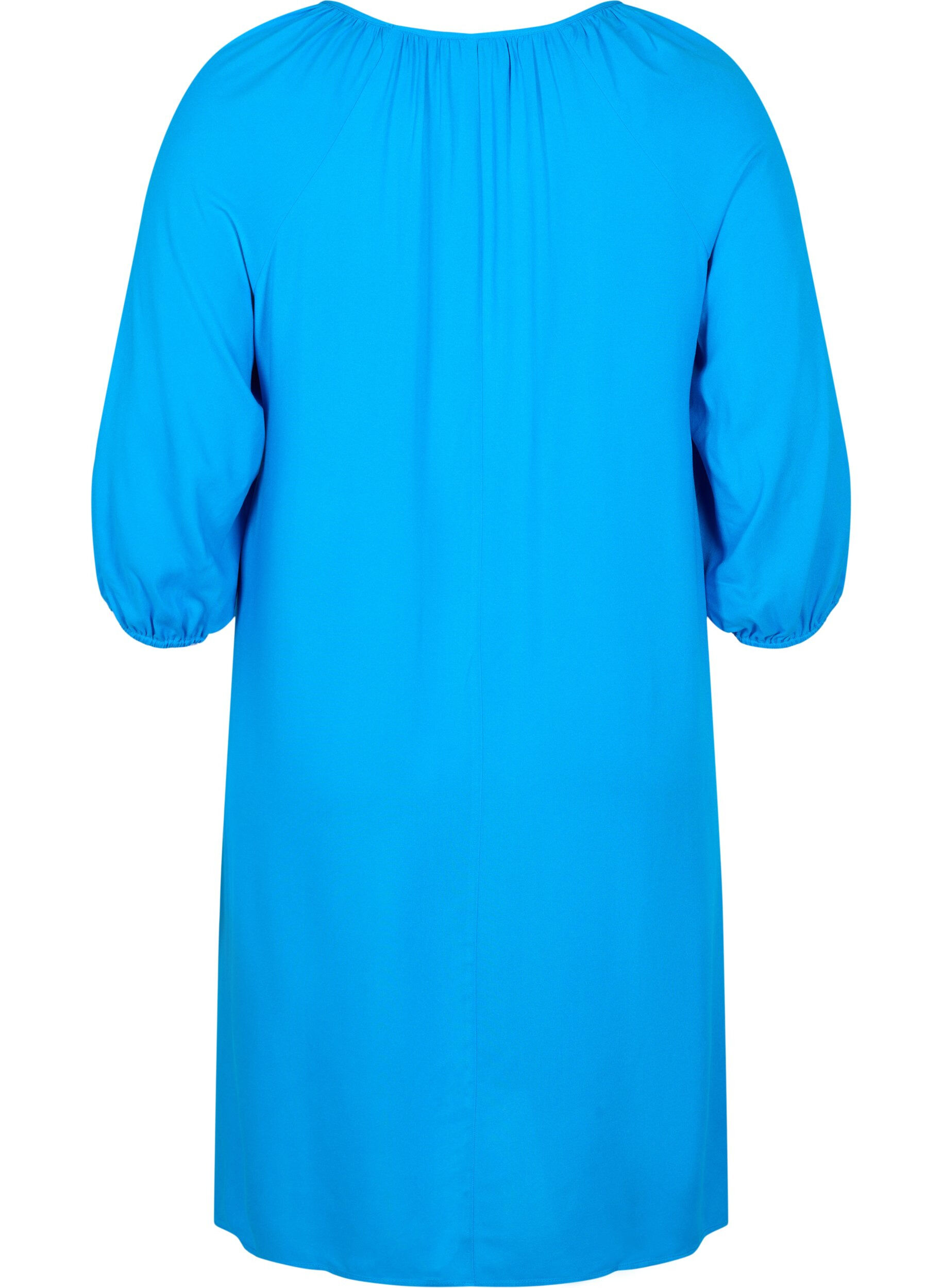 Zizzi Viscose jurk met v-hals , Indigo Bunting, Packshot image number 1