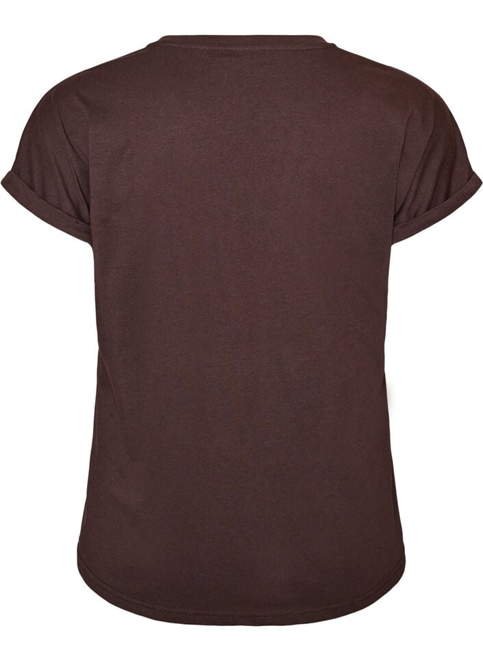 T-shirt met decoratieve print aan de voorkant, Bruin, Packshot image number 1