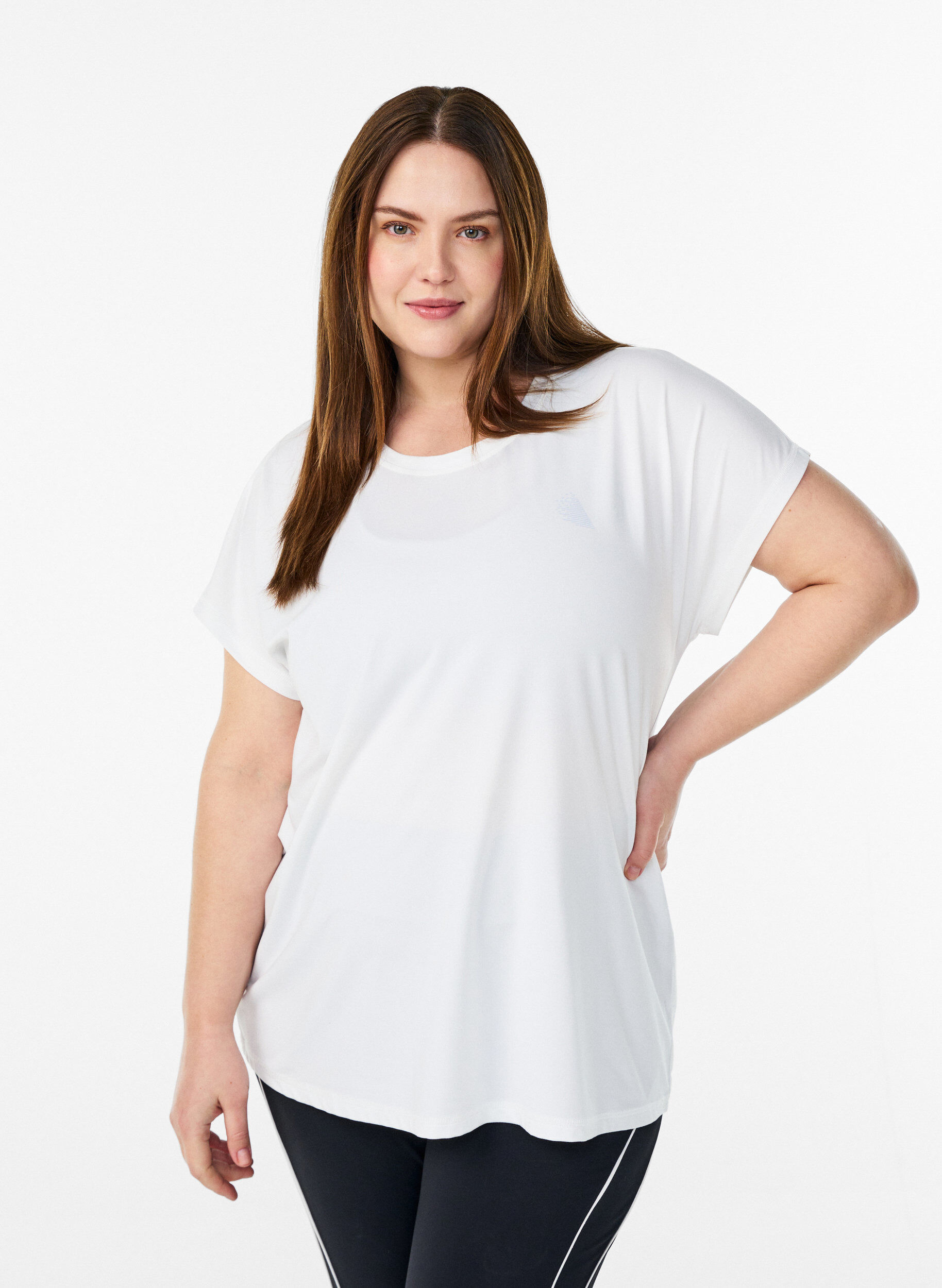 Effen gekleurd trainingsshirt, Wit, Model