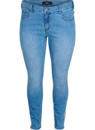 Cropped Sanna jeans met streep in de zijkant, Light blue denim, Packshot image number 0