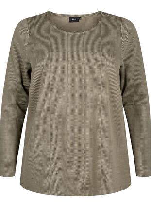 A-lijn blouse met textuur, Greige, Packshot image number 0