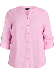 Katoenen blouse met V-hals, Roze