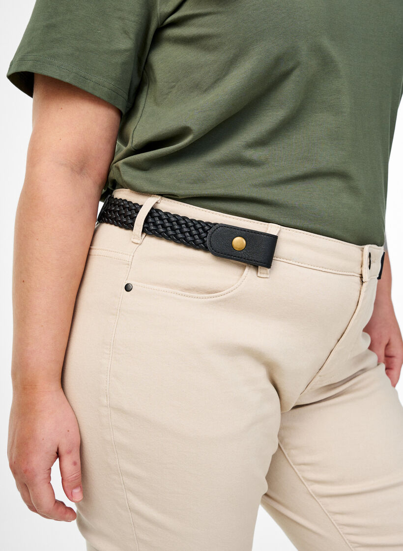 Gevlochten elastische riem, Zwart, Image image number 0