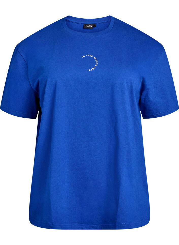 Sportief T-shirt in biologische katoen, Blauw, Packshot image number 0