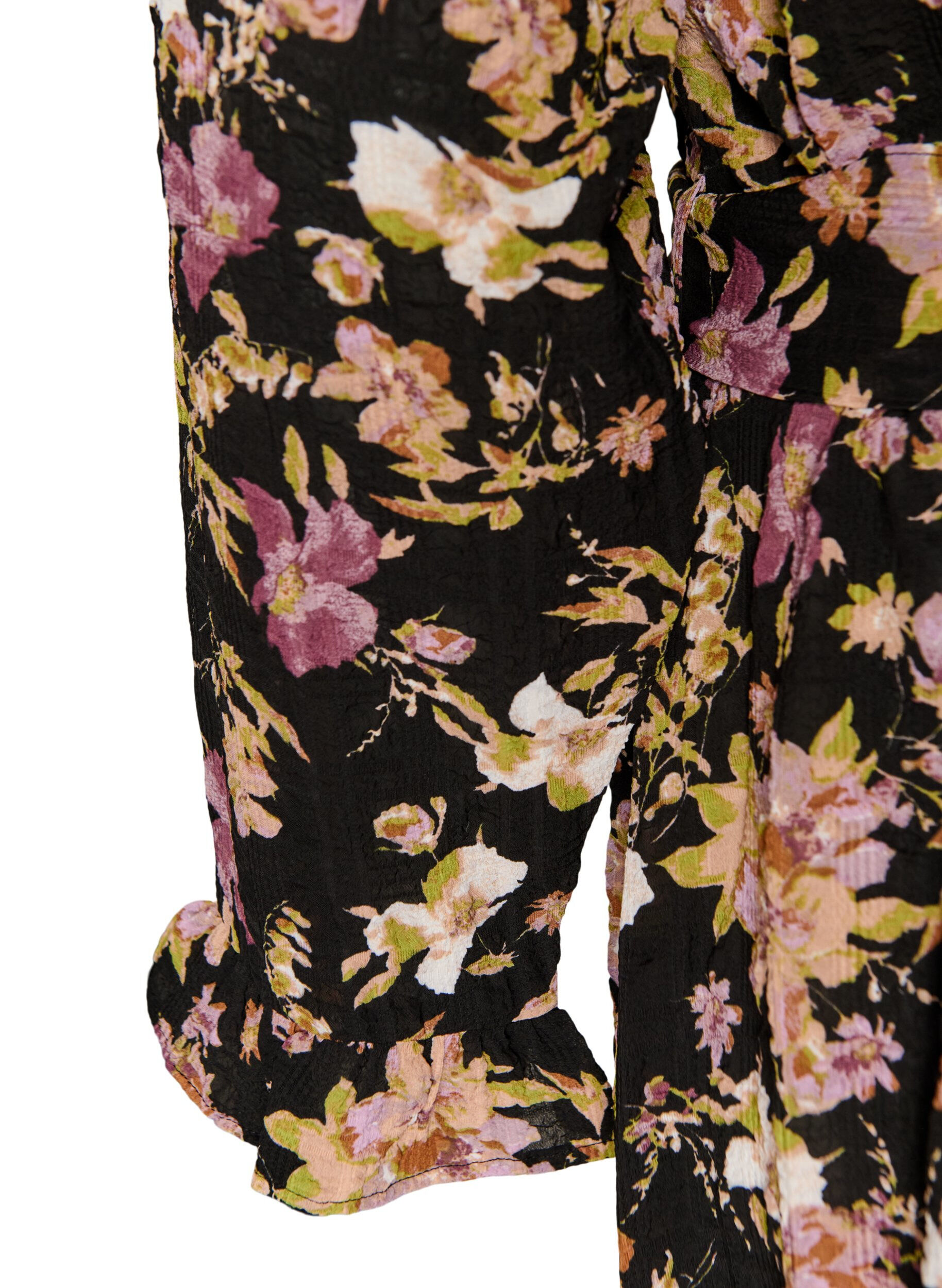 ZizziMidi-jurk met bloemenprint en afneembare strikceintuur, Zwart, Packshot image number 3