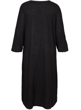 Maxi-jurk in katoen met lange mouwen, Black, Packshot image number 1