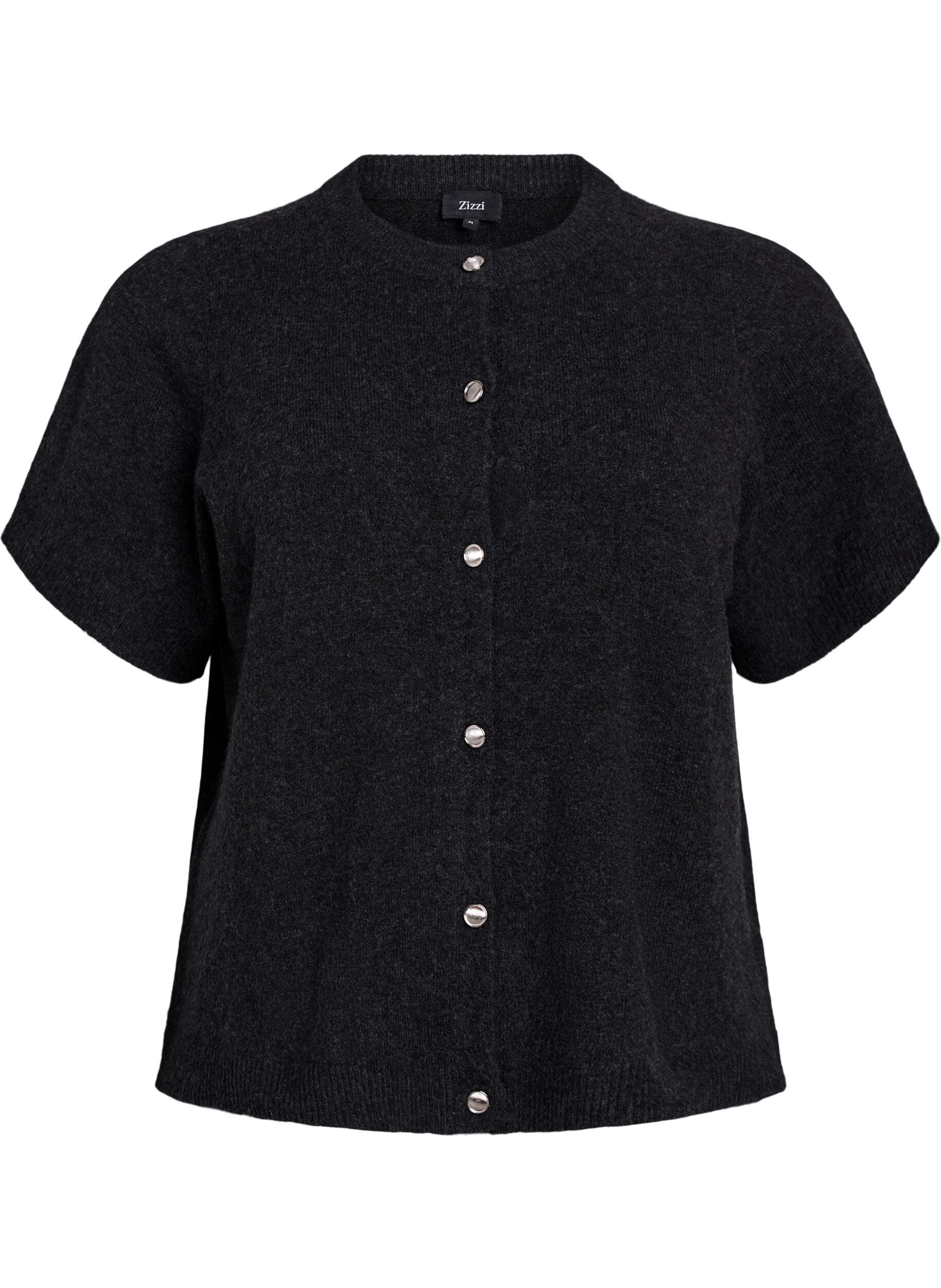 Zizzi Gebreide kleding vest met korte mouwen, Grijs, Packshot image number 0