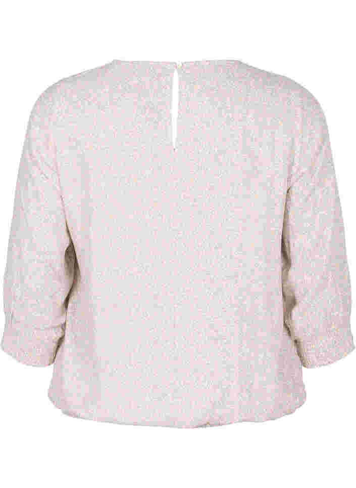Gebloemde viscose blouse met smok en 3/4 mouwen, White Ditsy AOP, Packshot image number 1