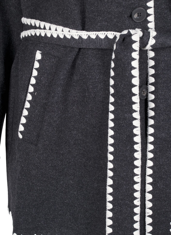 Jas met contrastkleurige randen, Dark Grey Melange, Packshot image number 3