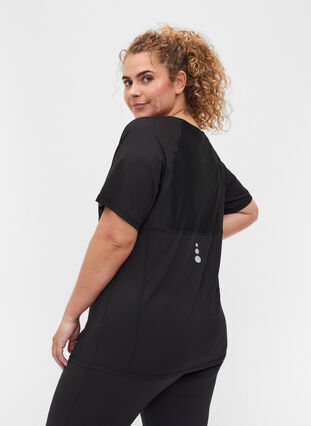 Basic sportief t-shirt met reflectoren, Black, Model image number 1